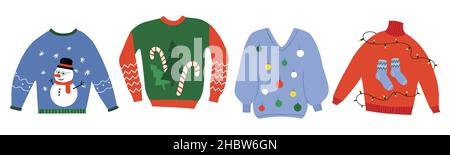 set di maglioni di natale Illustrazione Vettoriale