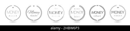 Money back grigio alloro wreath set etichetta Illustrazione Vettoriale