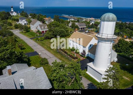 Faro a due luci, Cape Elizabeth, Maine, USA Foto Stock