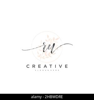 RU Initial handwriting minimalista modello di logo geometrico arte vettoriale, Logo per la bellezza d'affari, la moda, e altri arte Illustrazione Vettoriale