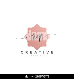 RU Initial handwriting minimalista modello di logo geometrico arte vettoriale, Logo per la bellezza d'affari, la moda, e altri arte Illustrazione Vettoriale