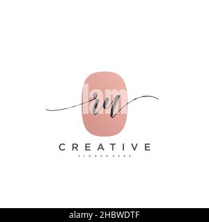 RU Initial handwriting minimalista modello di logo geometrico arte vettoriale, Logo per la bellezza d'affari, la moda, e altri arte Illustrazione Vettoriale