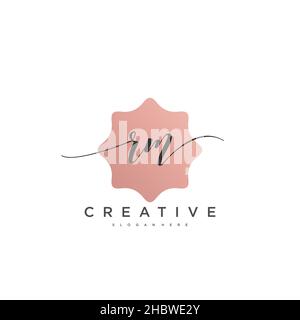 RM iniziale calligrafia minimalista modello geometrico logo arte vettoriale, Logo per la bellezza del business, la moda, e altre opere d'arte Illustrazione Vettoriale