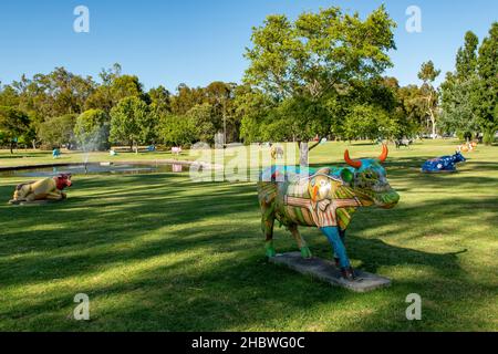 Cows in the Park Art, Shepparton, Victoria, Australia Foto Stock