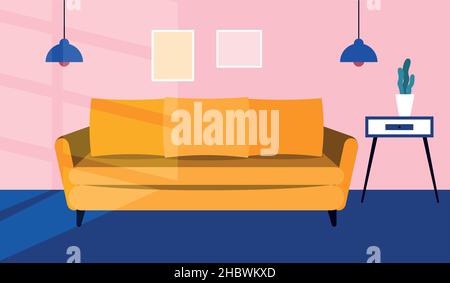 Soggiorno. Illustrazione vettoriale in design piatto. Illustrazione Vettoriale