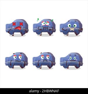 Blue car Gummy dolciumi personaggio cartoon con nope espressione. Illustrazione vettoriale Illustrazione Vettoriale