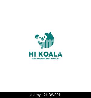 Design minimalista Hi Koala Animals logo design Illustrazione Vettoriale