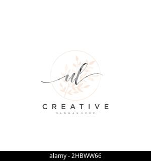 UL calligrafia iniziale minimalista modello di logo geometrico arte vettoriale, Logo per la bellezza d'affari, la moda e altre opere d'arte Illustrazione Vettoriale