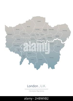 Mappa di Londra. Mappa vettoriale della città nel Regno Unito. Illustrazione Vettoriale