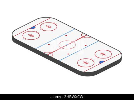 Pista di hockey su ghiaccio. Arena isometrica con graffi. Illustrazione vettoriale Illustrazione Vettoriale