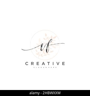 VF iniziale calligrafia minimalista modello di logo geometrico arte vettoriale, Logo per la bellezza d'affari, la moda, e altre opere d'arte Illustrazione Vettoriale