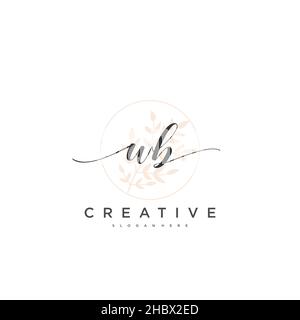 WB calligrafia iniziale minimalista modello di logo geometrico arte vettoriale, Logo per la bellezza d'affari, la moda, e altre arti Illustrazione Vettoriale