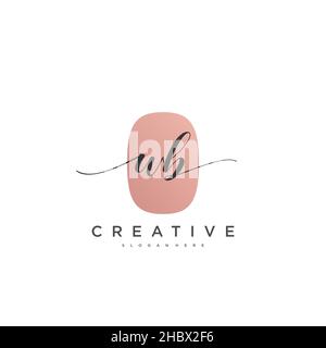 WB calligrafia iniziale minimalista modello di logo geometrico arte vettoriale, Logo per la bellezza d'affari, la moda, e altre arti Illustrazione Vettoriale