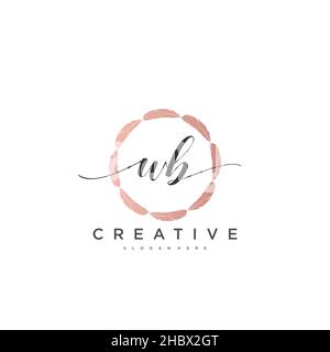 WB calligrafia iniziale minimalista modello di logo geometrico arte vettoriale, Logo per la bellezza d'affari, la moda, e altre arti Illustrazione Vettoriale