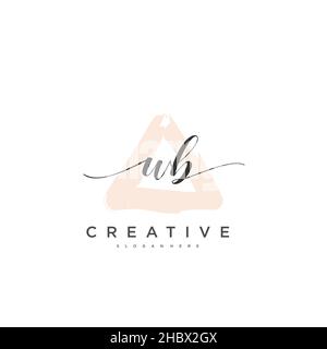 WB calligrafia iniziale minimalista modello di logo geometrico arte vettoriale, Logo per la bellezza d'affari, la moda, e altre arti Illustrazione Vettoriale