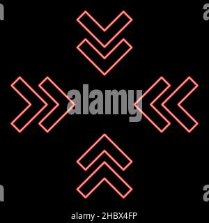 Puntamento al neon o bersaglio dalle frecce immagine vettoriale di colore rosso luce piatta Illustrazione Vettoriale