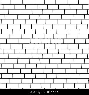 Muro di mattoni disegno a mano modello senza giunture, linee bianche e nere texture. Illustrazione Vettoriale
