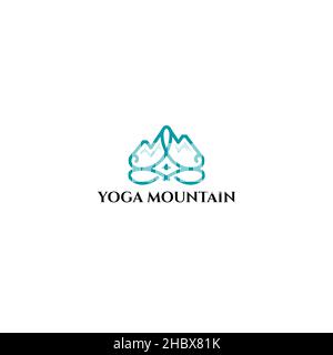 Design piatto minimalista CON logo YOGA MOUNTAIN Illustrazione Vettoriale