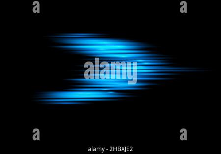 Effetto luce velocità. Lenti orizzontali svasate e fasci laser, raggi luminosi orizzontali movimento di velocità. Illustrazione di Vector blu brillante Illustrazione Vettoriale