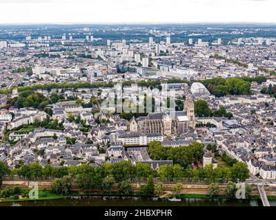 Vista aerea della città di Tours, Val-de-Loire Foto Stock