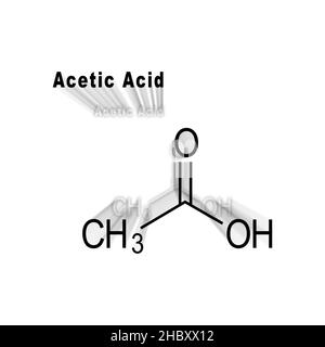 Acido acetico, formula chimica strutturale su sfondo bianco Foto Stock