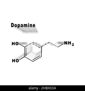 Ormone dopaminico formula chimica strutturale su sfondo bianco Foto Stock