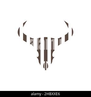 cranio mucca striscia linea logo disegno vettore grafico simbolo icona segno illustrazione idea creativa Illustrazione Vettoriale