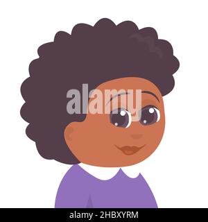 Ritratto di una anziana donna afroamericana. C'è un sorriso sul mio volto. Gentile nonna. Illustrazione di cartoni animati isolati vettoriali su sfondo bianco Illustrazione Vettoriale