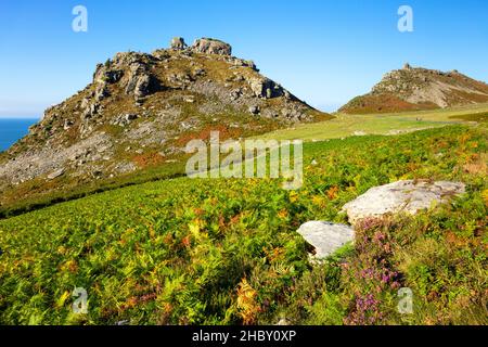 Castle Rock Valley of the Rocks Exmoor National Park vicino a Lynton e Lynmouth Devon Inghilterra GB Europe Foto Stock