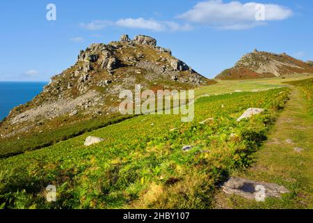 Castle Rock Valley of the Rocks Exmoor National Park vicino a Lynton e Lynmouth Devon Inghilterra GB Europe Foto Stock