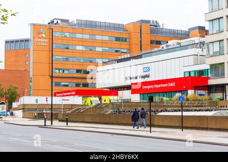 St Thomas Hospital e pronto soccorso a & e, londra, regno unito Foto Stock