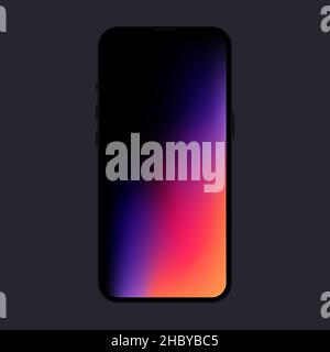Smartphone isolato con schermo sfumato. Vista frontale Mockup. Illustrazione vettoriale Illustrazione Vettoriale
