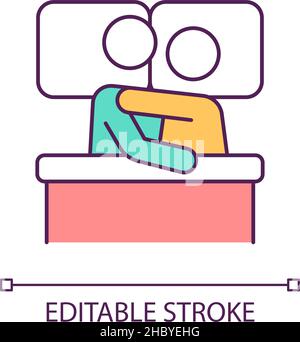 Coppia che abbraccia l'icona del colore RGB del letto Illustrazione Vettoriale