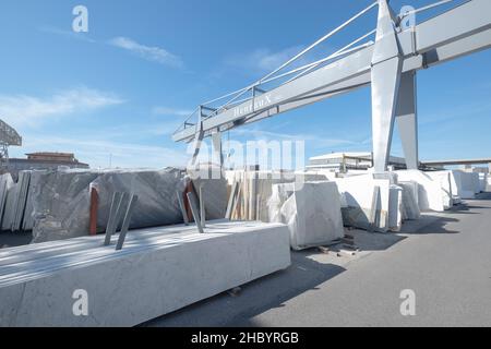 Henraux S.p.A., con sede a Querceta, è oggi leader nel settore dell'estrazione e lavorazione del marmo. Querceta, Italia Foto Stock