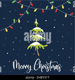 Scheda di Natale con albero di natale Illustrazione Vettoriale