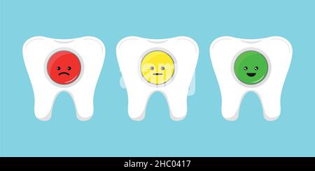 Illustrazione del vettore del set di icone del dente con tasso di feedback. Illustrazione Vettoriale