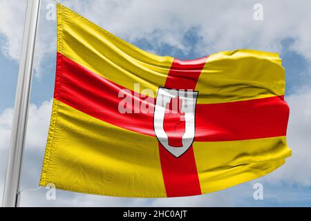 La bandiera dell'Ulster è una bandiera storica basata sullo stemma dell'Ulster Foto Stock