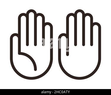 Icona mano impostare isolati su sfondo bianco Foto Stock