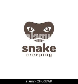 faccia cute serpente nero logo disegno vettore grafico simbolo icona segno illustrazione idea creativa Illustrazione Vettoriale