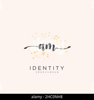 AM Handwriting logo arte vettoriale di firma iniziale, matrimonio, moda, gioielleria, boutique, floreale e botanica con modello creativo per qualsiasi azienda Illustrazione Vettoriale