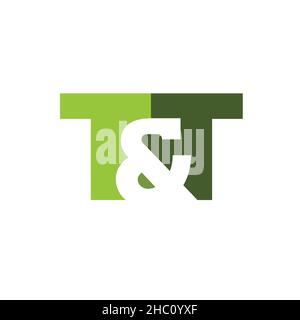 Logo basato su lettere T e T con uno spazio negativo nel mezzo. Illustrazione Vettoriale