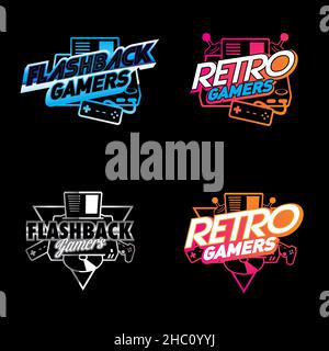Retro Flashback Gamers versione gradienti vettore Illustrazione Vettoriale
