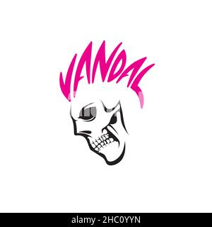 Illustrazione vettoriale del cranio vandalico per la stampa di magliette, logo, poster o qualsiasi altro scopo. Illustrazione Vettoriale