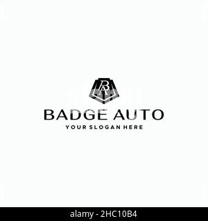 Moderno logo BA iniziale piatto LOGO AUTO Illustrazione Vettoriale