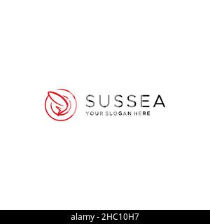Design minimalista con logo SUSSEA Tuna Illustrazione Vettoriale