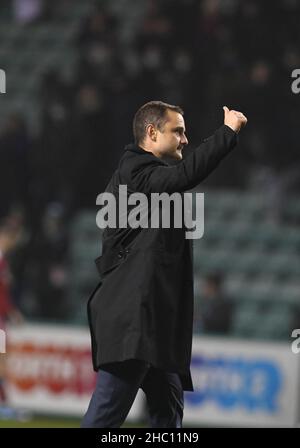 Easter Road Stadium, Edinburgh.Scotland UK.22nd Dec 21 Hibernian vs Aberdeen Cinch Premiership Match. Hibernian FC Manager Shaun Maloney Credit: eric mccowat/Alamy Live News Foto Stock