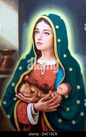 Cuore immacolato della Vergine Maria fede sacra religione saint illustrazione Foto Stock