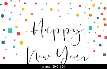 Felice Anno Nuovo. Testo con lettere per Felice Anno Nuovo. Modello di testo minimalista Illustrazione Vettoriale