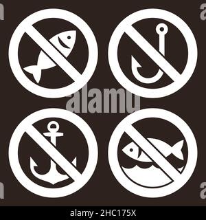 Non è consentita la pesca e non sono presenti cartelli di ancoraggio su sfondo scuro Foto Stock
