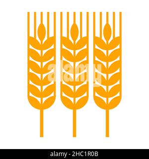 Icona dell'orecchio di grano. Simbolo di raccolta isolato su sfondo bianco Foto Stock